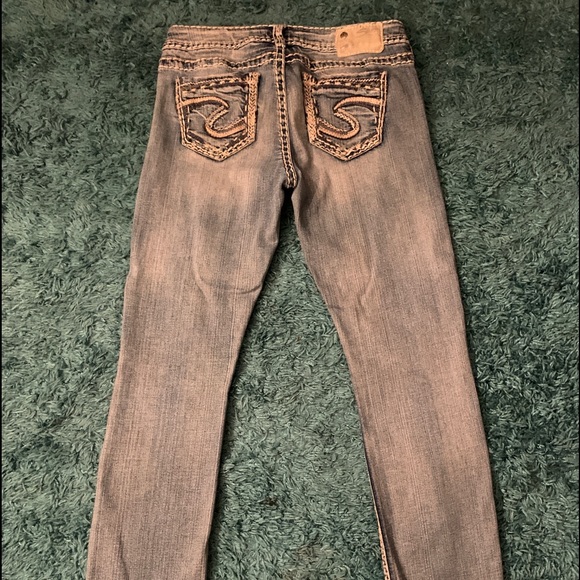 Silver Long Light Blue Jeans size 28/33 - Picture 2 of 5